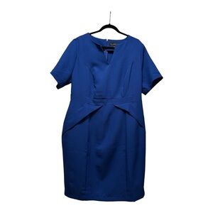 Eloquii Blue V-Neck Sheath Midi Dress